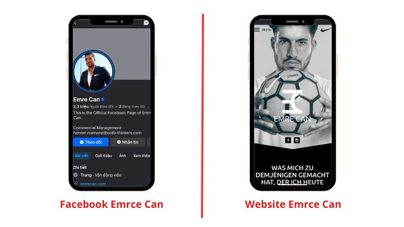 Facebook và Website của cầu thủ Emre Can